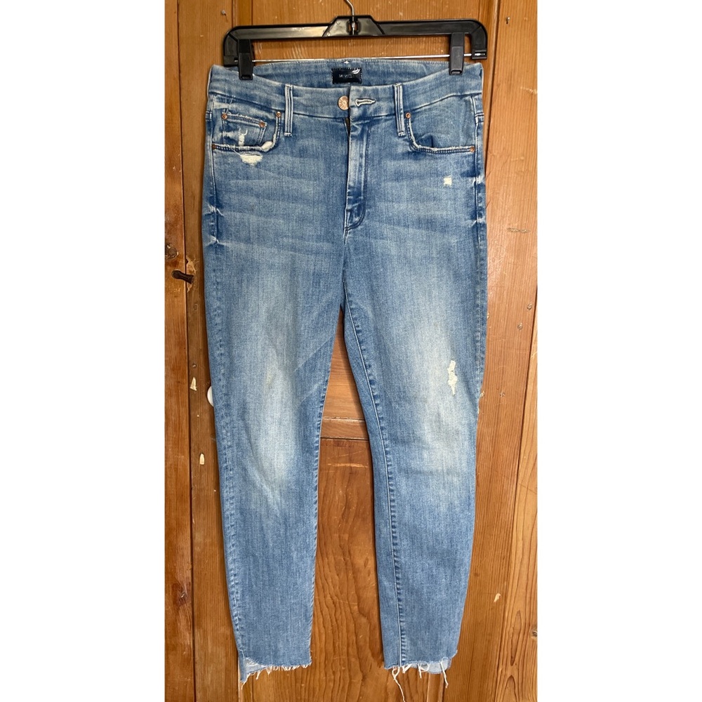 MOTHER The Looker high waisted raw hem cropped denim jeans